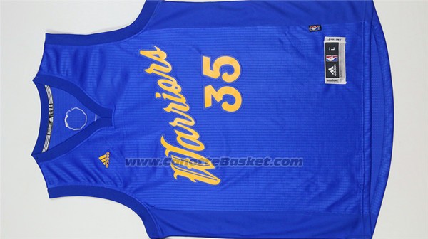Maglia Natale 2016 Golden State Warriors Kevin Durant #35 Blu